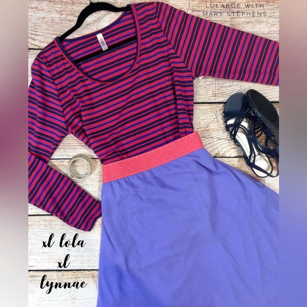 NWT LuLaRoe Lola purple Lavender and Pink
Layered Chiffon Skirt - Size Large - Picture 3 of 9